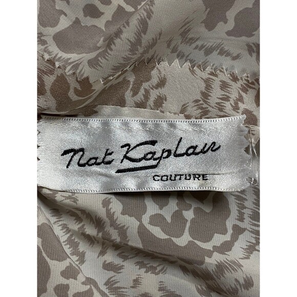 Vtg 60s Nat Kaplan COUTURE Waterfall neckline Floral Midi Dress Size 12 M/L - Picture 9 of 12